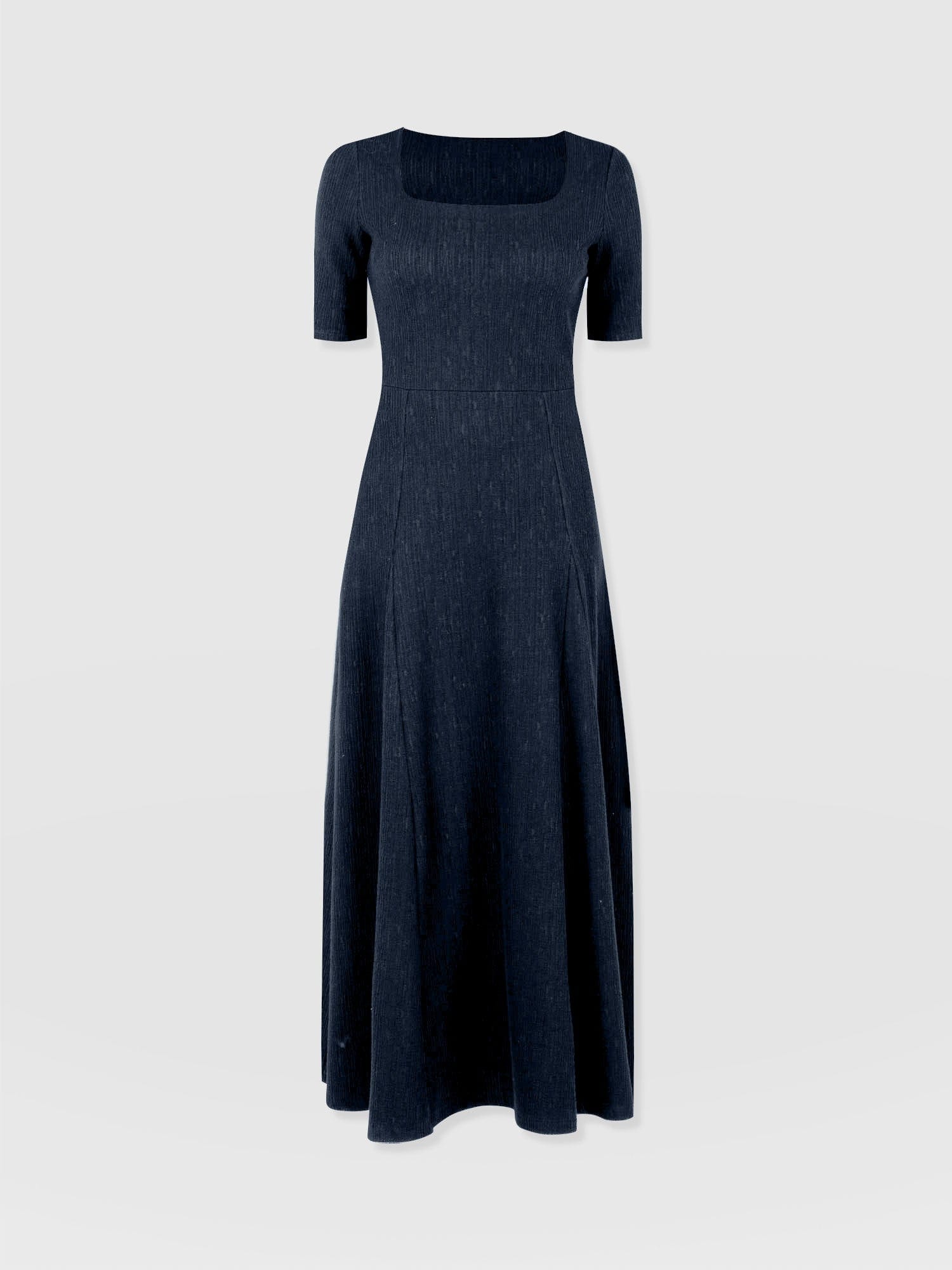Akia Short Sleeve Dress - Navy Textured
